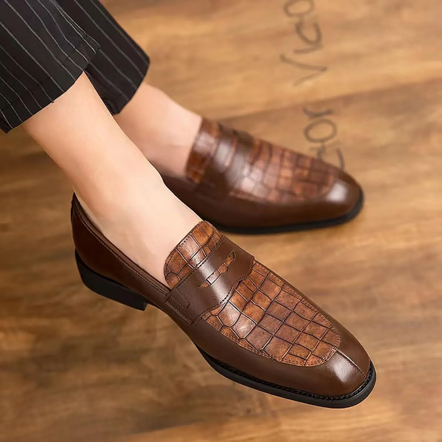 Mens Square Toe Classic Business Dress Shoes Oxfords Casual Retro Classic Barefoot Shoes Comfortable Formal Derby Business Dress Shoes for Men 2024