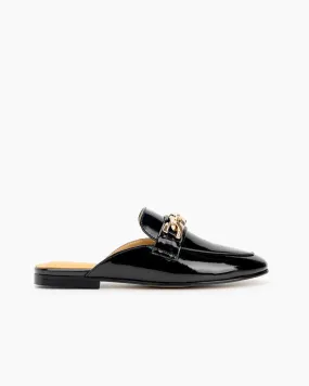 Metal Decor Patent Leather Flat Mules