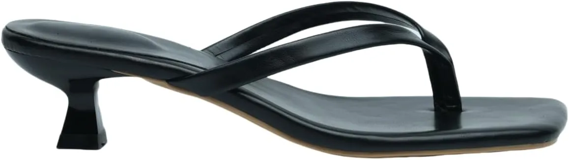 MGGMOKAY Women's Kitten Heels Sandals Square Open Toe Low Heels Flip Flops with Comfortable Memory Foam