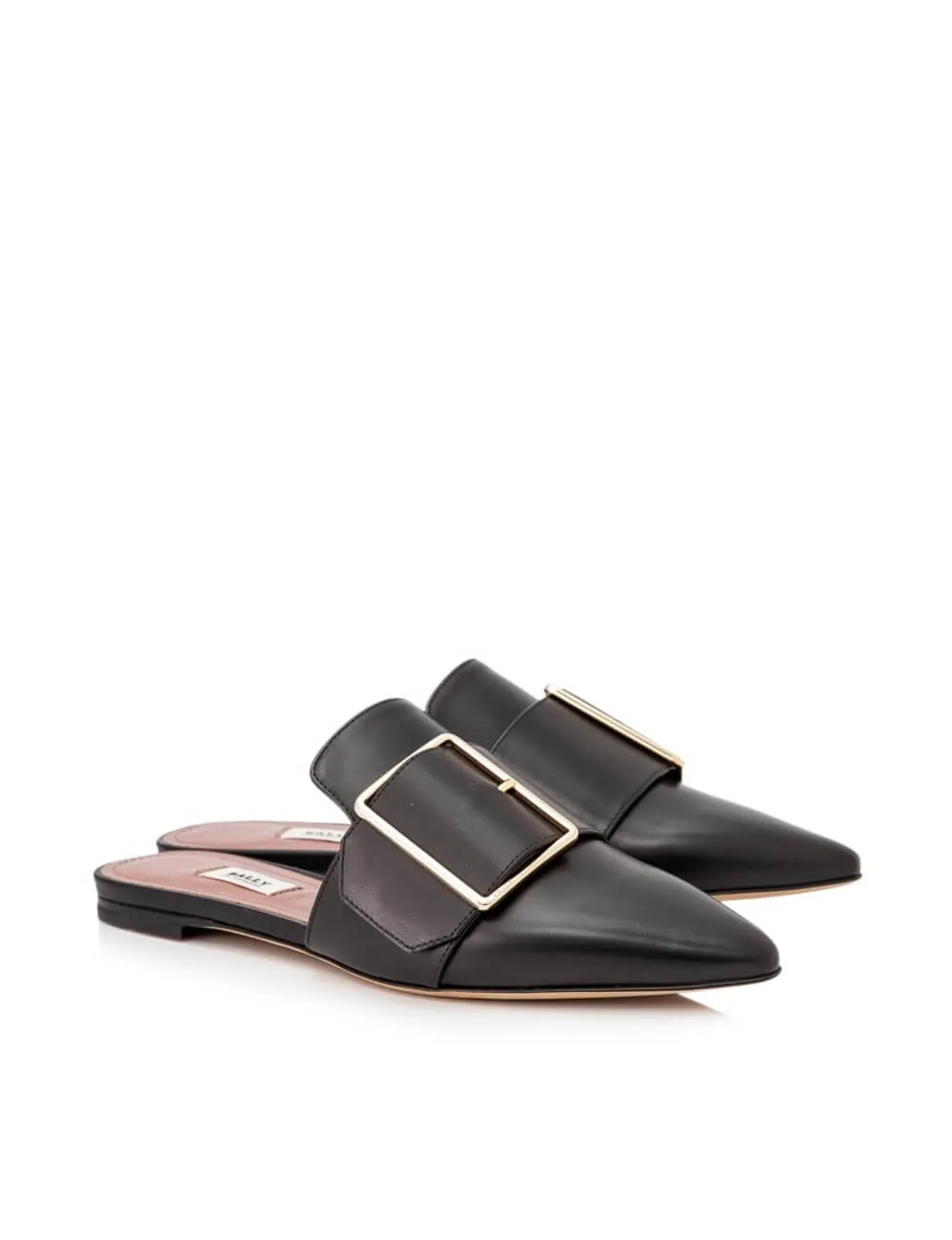 NEW Bally Hamelin Women's 6221172 Black Leather Buckled Mules US 8 MSRP $630