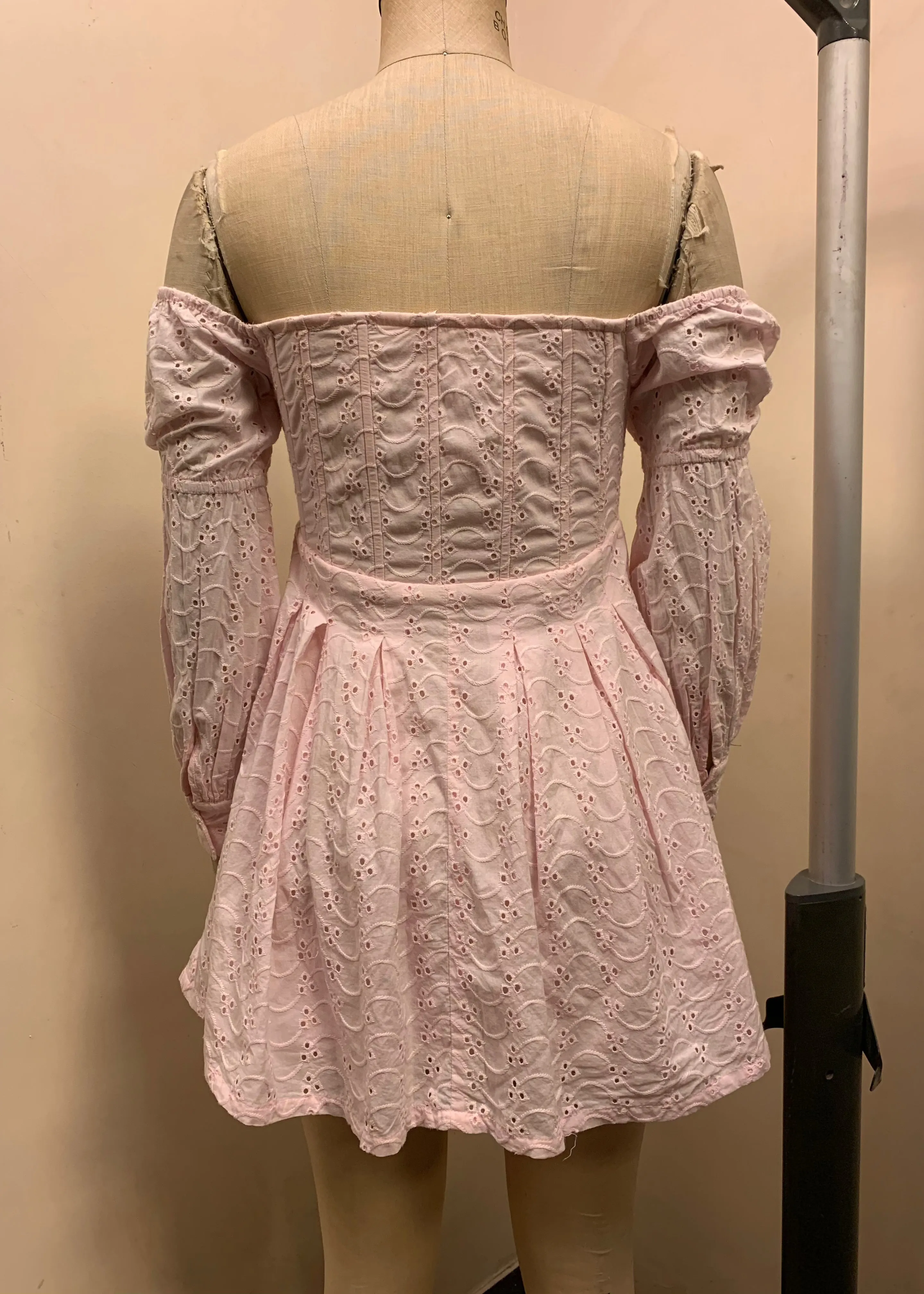 Nova Baby Pink Schiffli Puff Corset Dress Fit Sample