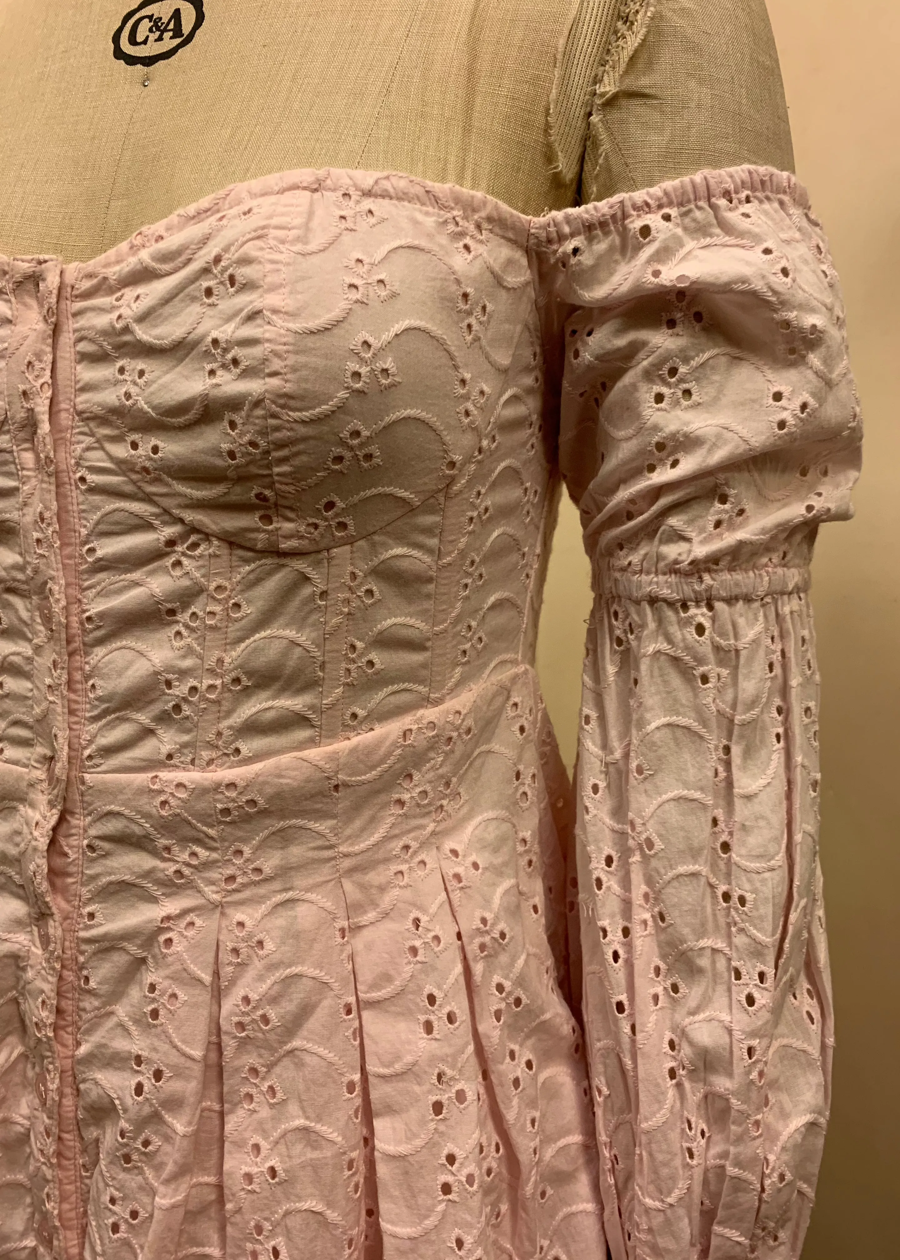 Nova Baby Pink Schiffli Puff Corset Dress Fit Sample