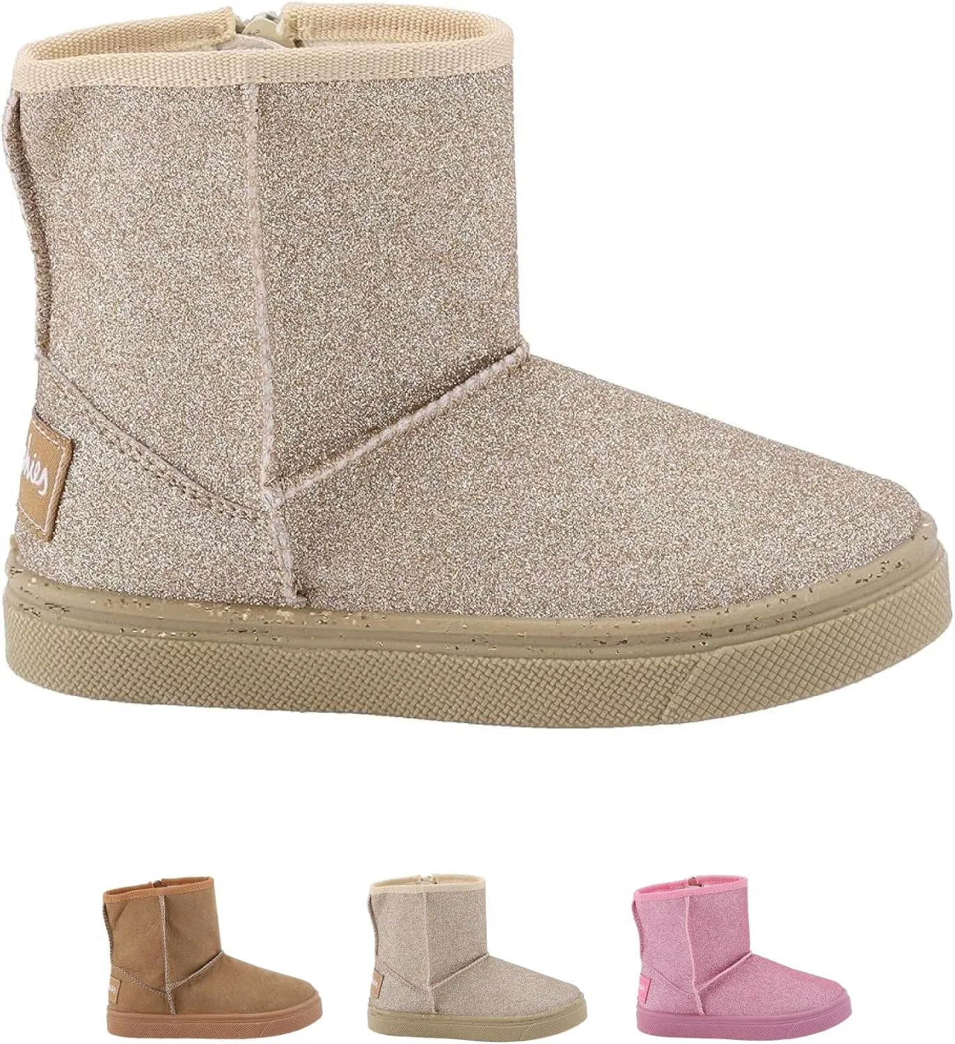 Oomphies Frost Kids' Cozy Boots with Faux Fur Lining and Side Zipper  Durable Microfiber Upper, Rubber Sole