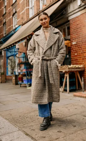 Oversized Oatmeal Wool Blend Coat by Vogue Williams