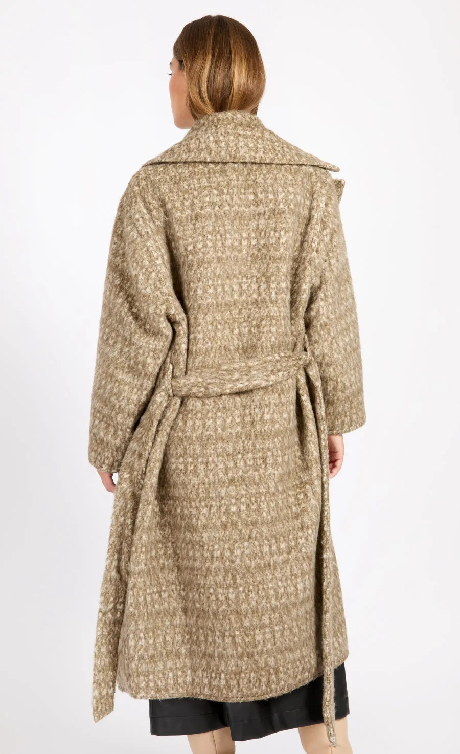 Oversized Oatmeal Wool Blend Coat by Vogue Williams