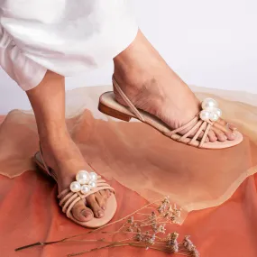 Pearl Strapped Pink Flats