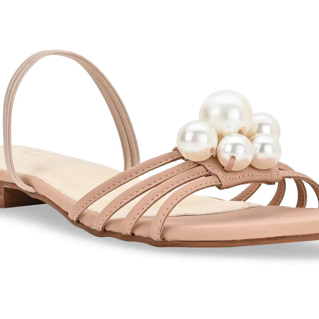 Pearl Strapped Pink Flats
