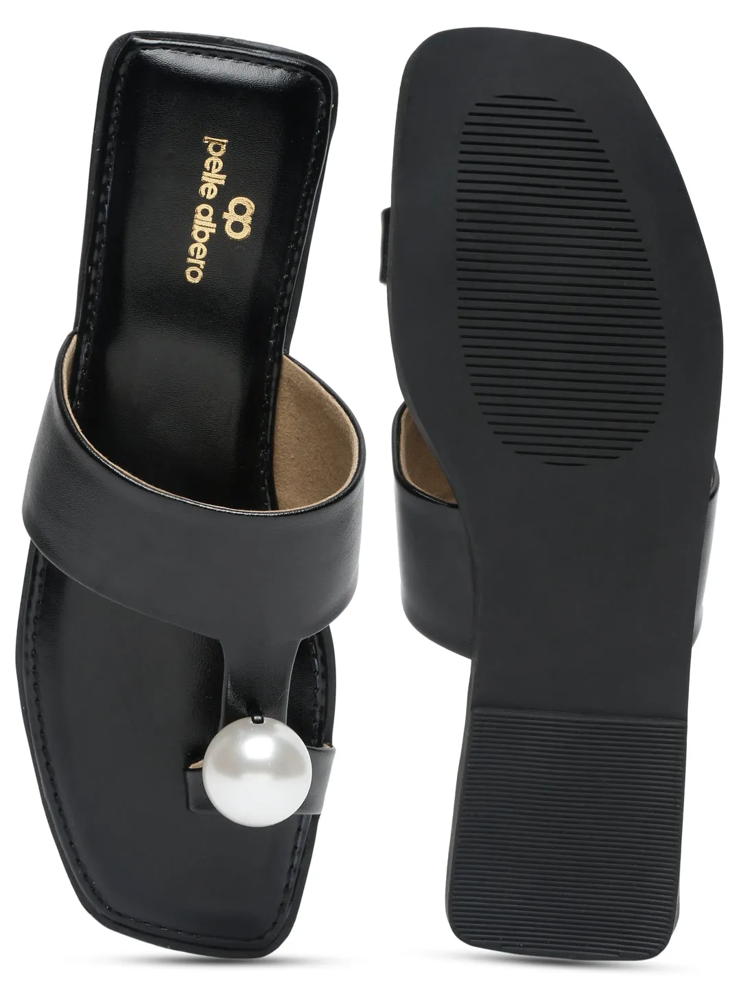 Pelle Albero Black Ethnic Flats for Women