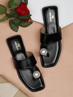 Pelle Albero Black Ethnic Flats for Women