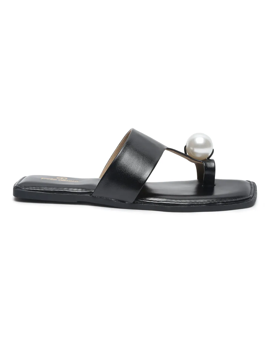 Pelle Albero Black Ethnic Flats for Women