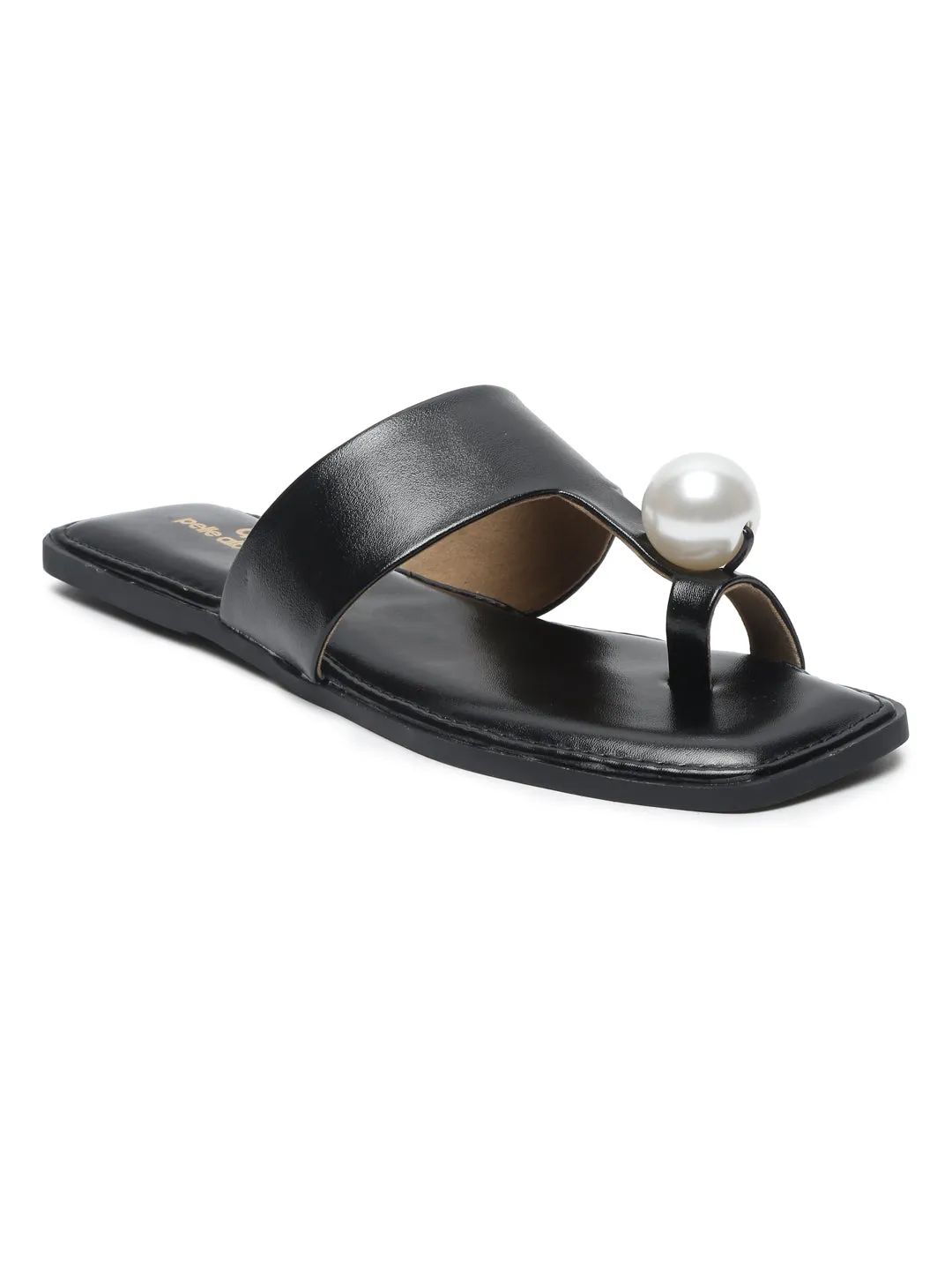 Pelle Albero Black Ethnic Flats for Women