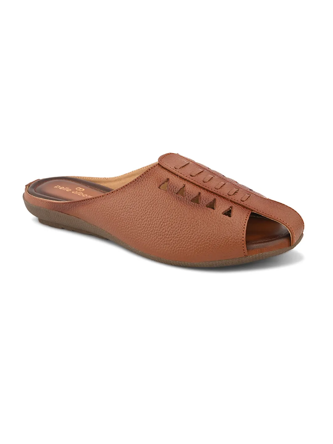 Pelle Albero Women Brown Leather Flat Mules