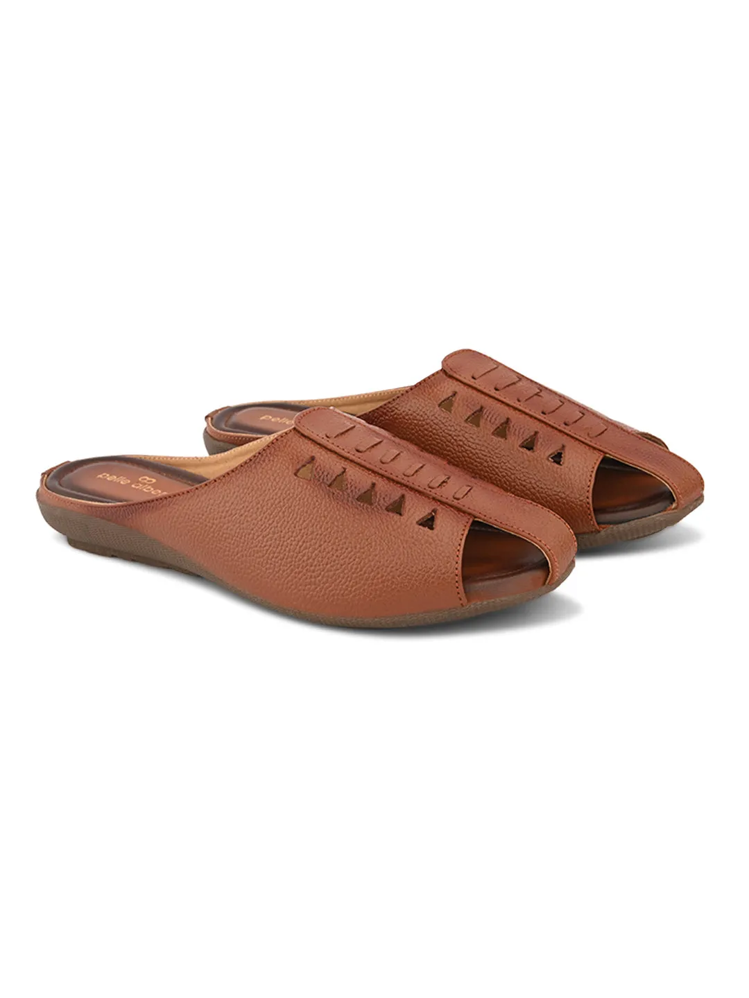Pelle Albero Women Brown Leather Flat Mules