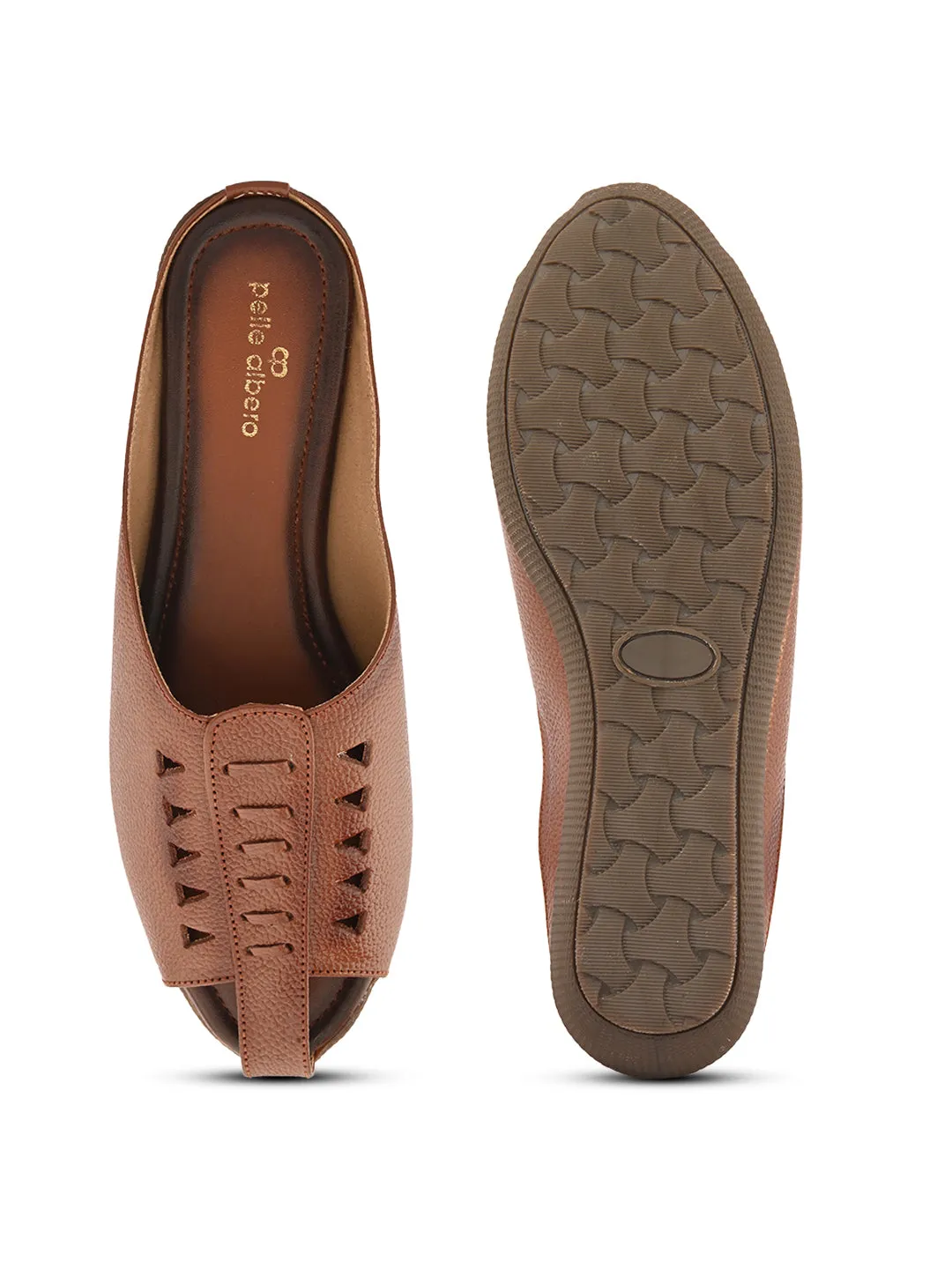 Pelle Albero Women Brown Leather Flat Mules