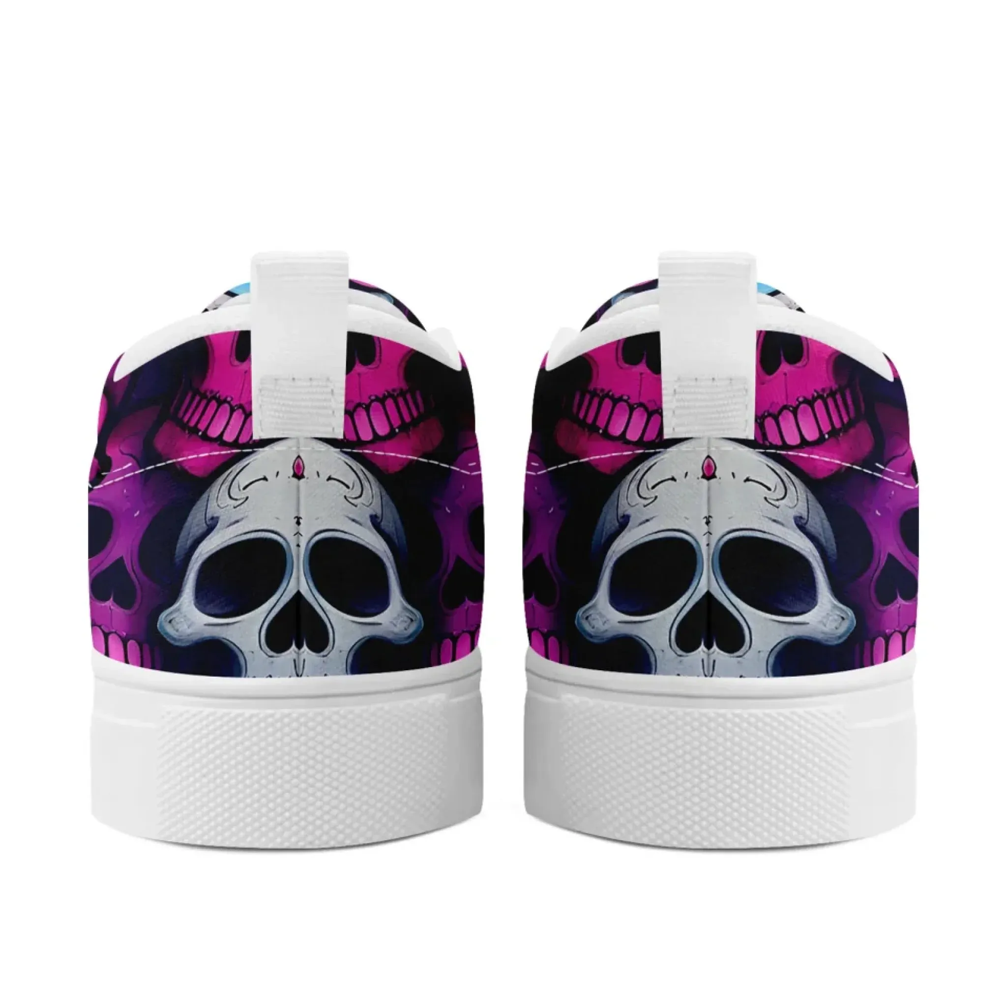 Personalized Skull Design Sneakers, Custom Gothic Fashion Slip On Shoes, Comfortable Canvas Unisex Shoes