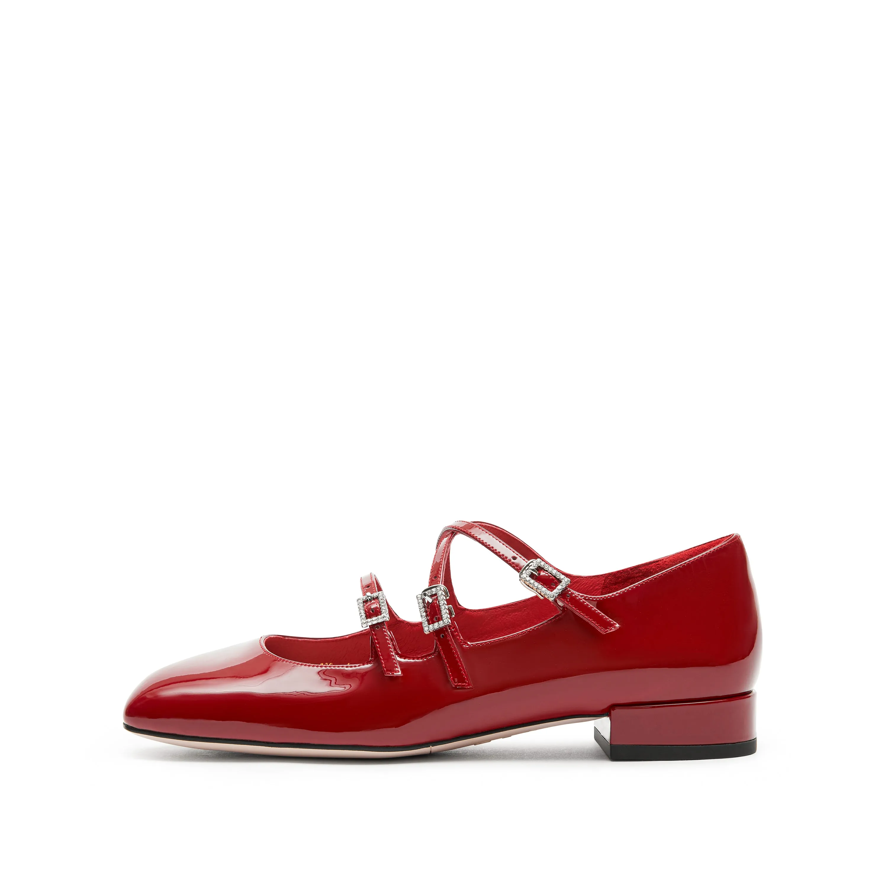 Red Strappy Patent Mary Jane Flats