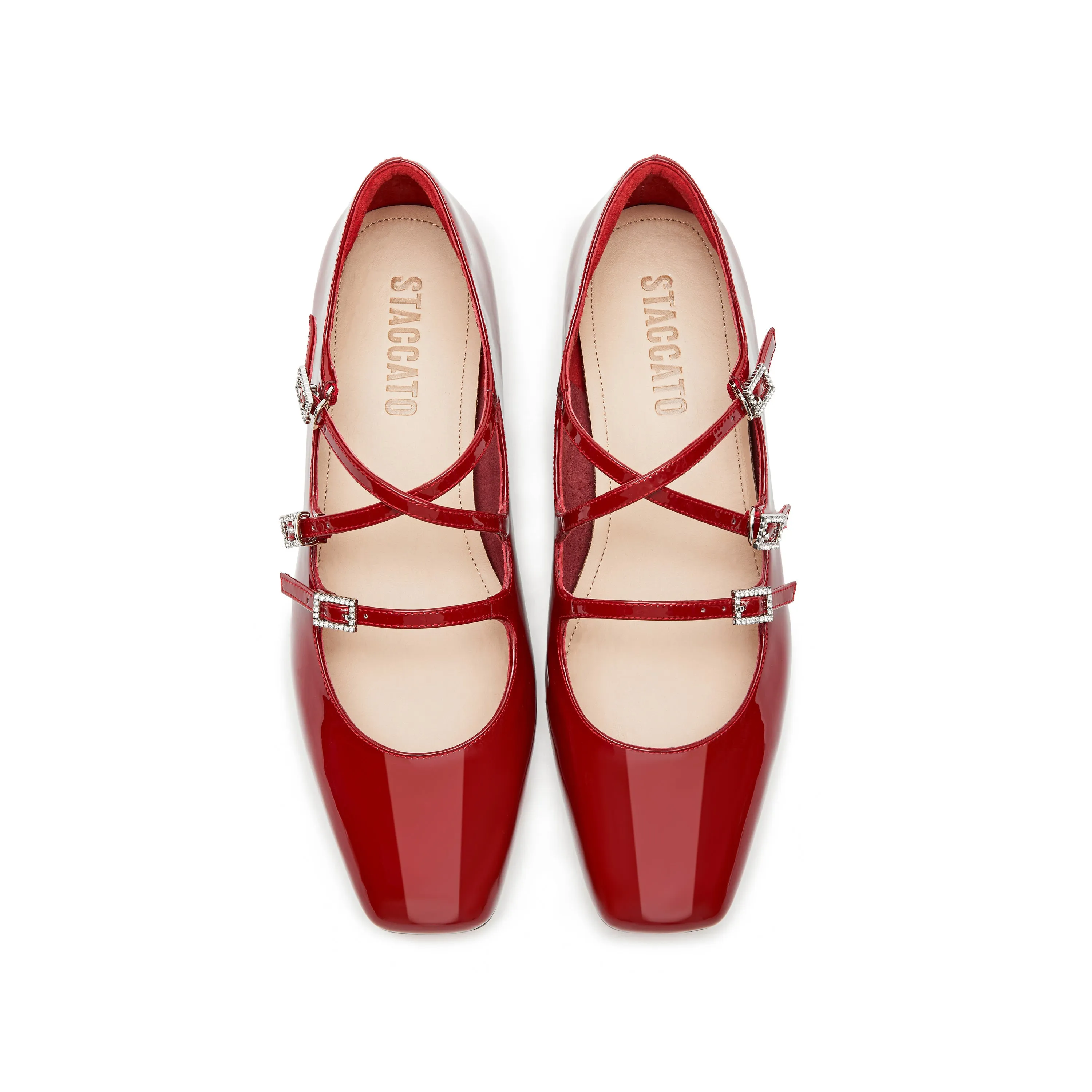 Red Strappy Patent Mary Jane Flats