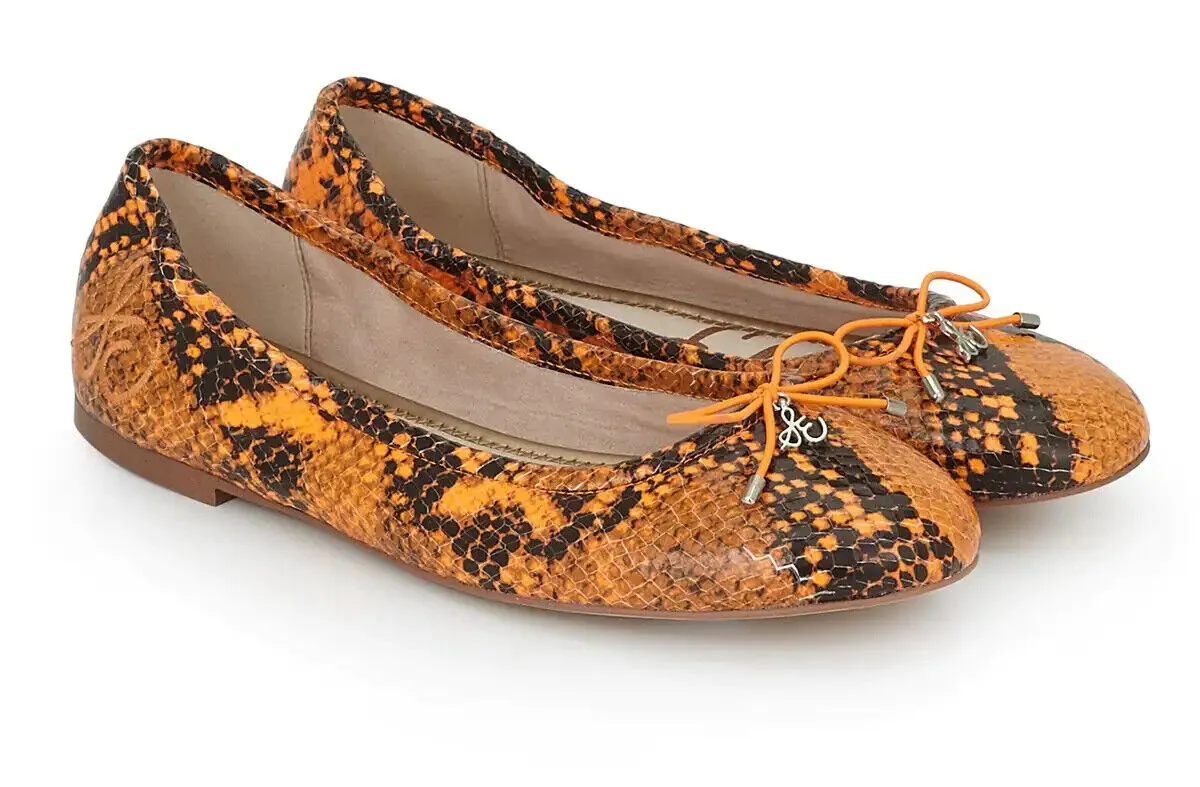 Sam Edelman Felicia Neon Orange Slip-On Rounded Toe Flexible Ballet Flats
