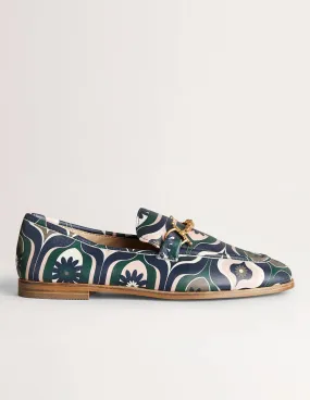 Snaffle Detail Leather Loafers-Multi, Geo Swirl