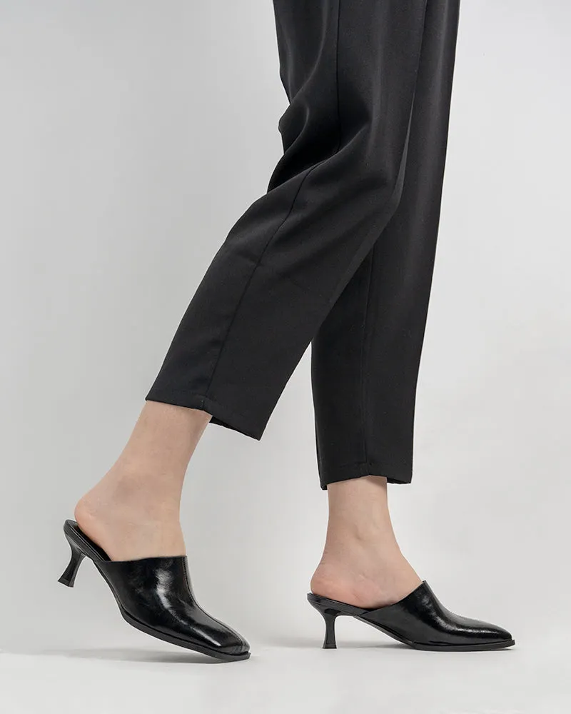 Square Toe Solid Mule Heeled Slides