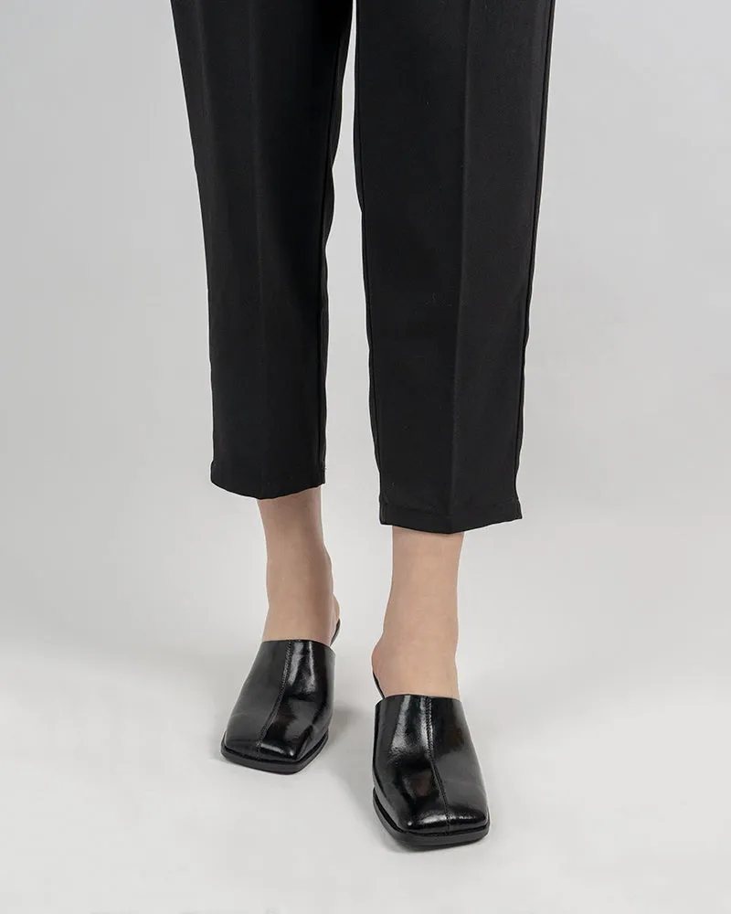 Square Toe Solid Mule Heeled Slides