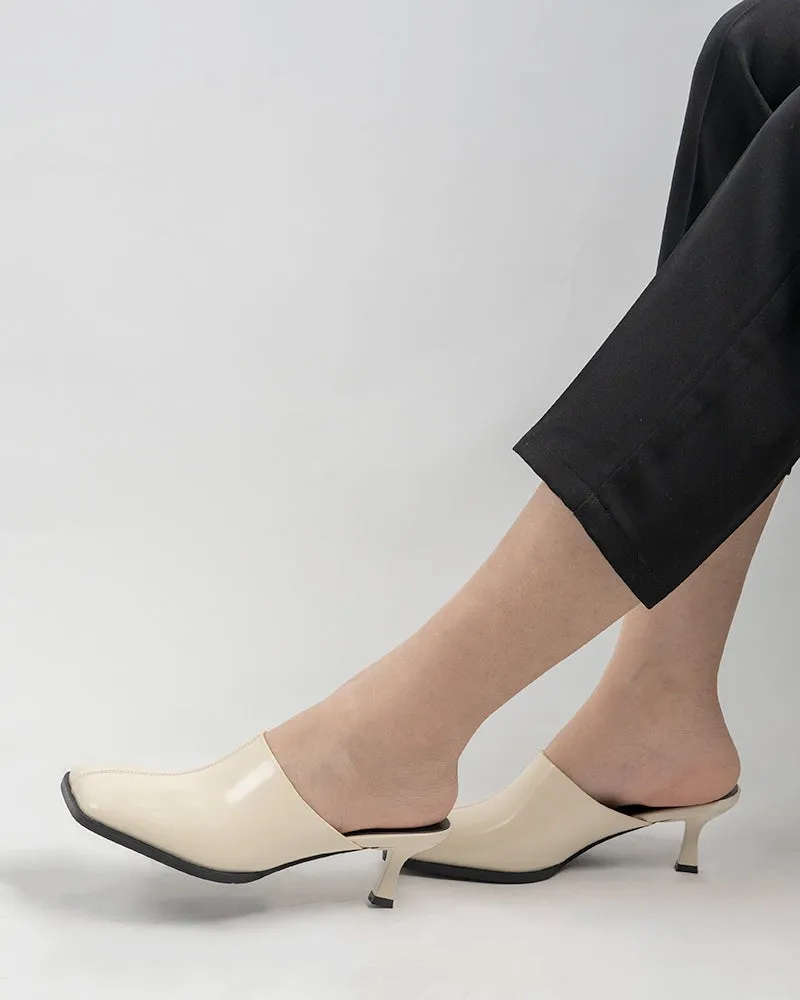 Square Toe Solid Mule Heeled Slides