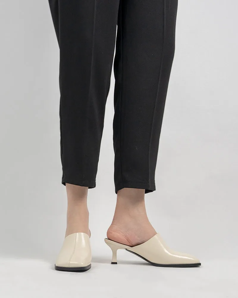 Square Toe Solid Mule Heeled Slides