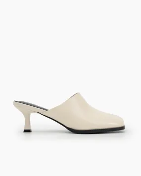Square Toe Solid Mule Heeled Slides