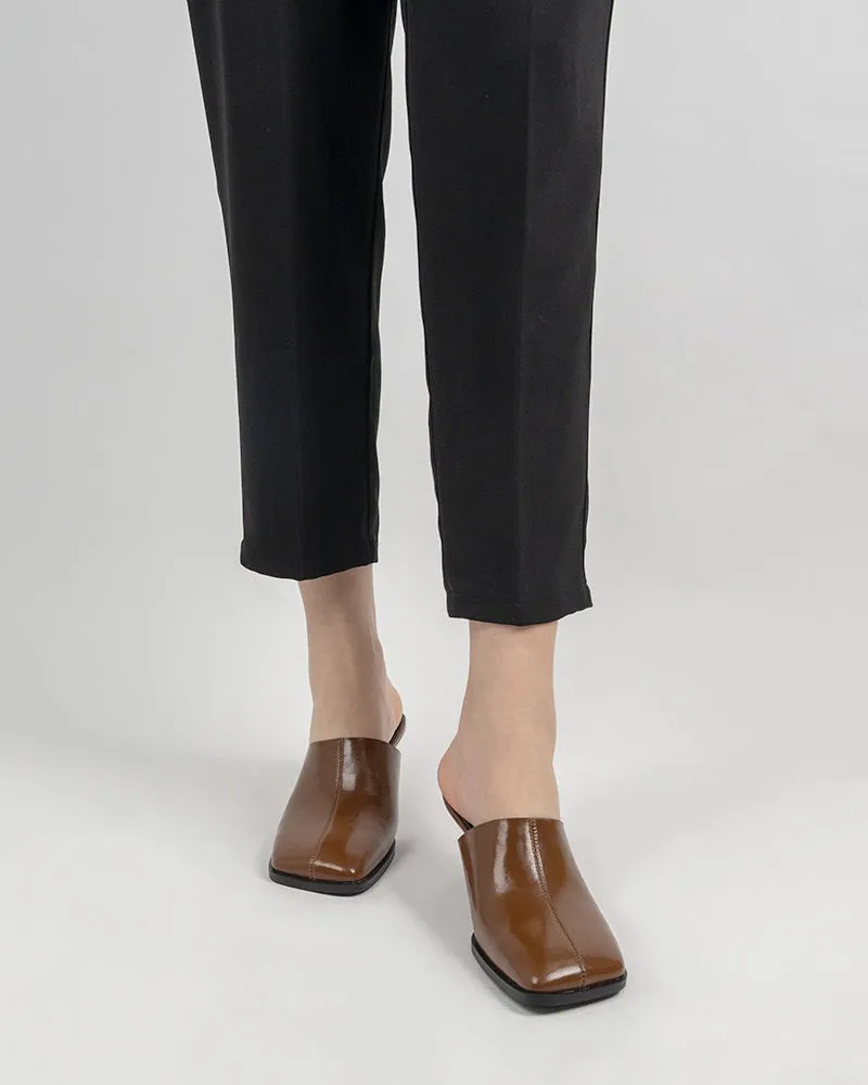 Square Toe Solid Mule Heeled Slides