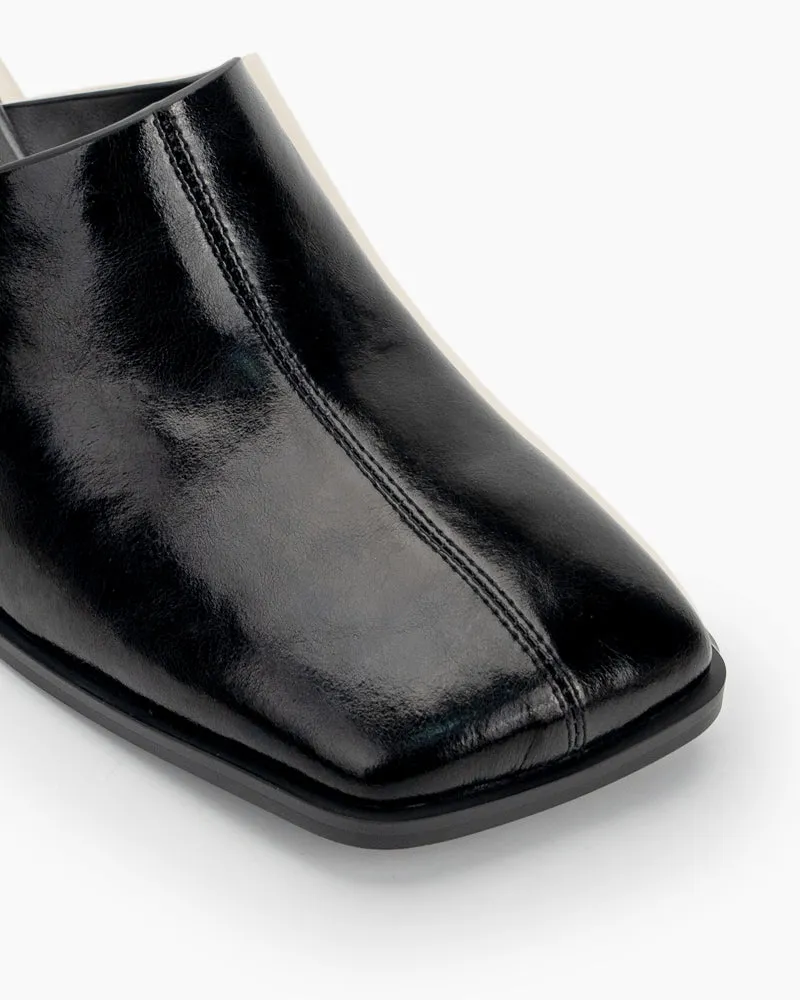 Square Toe Solid Mule Heeled Slides