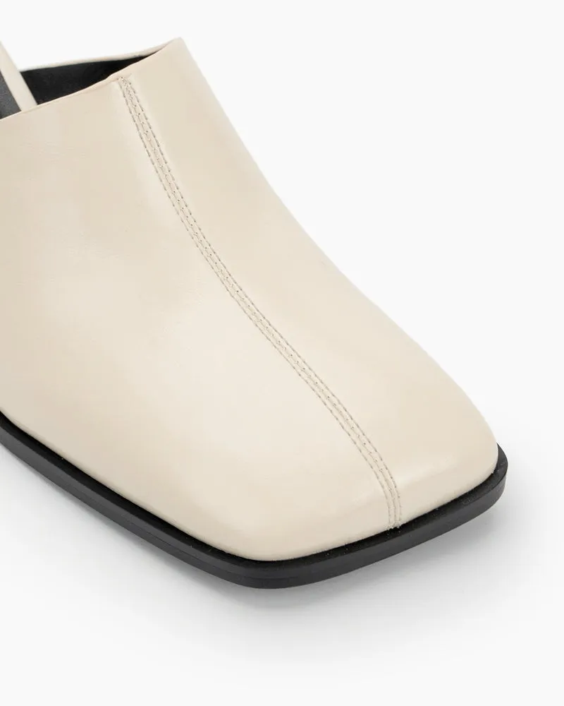 Square Toe Solid Mule Heeled Slides