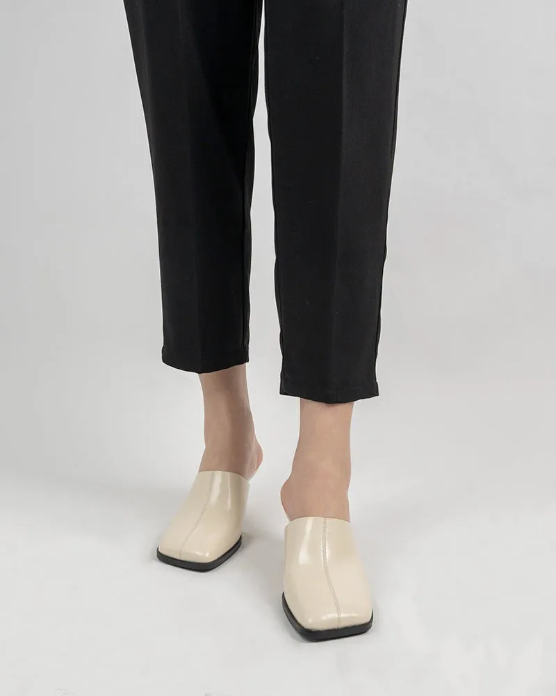 Square Toe Solid Mule Heeled Slides