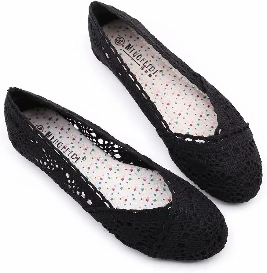 Stunner Women's Cut Out Breathable Lace Ballet Flats
