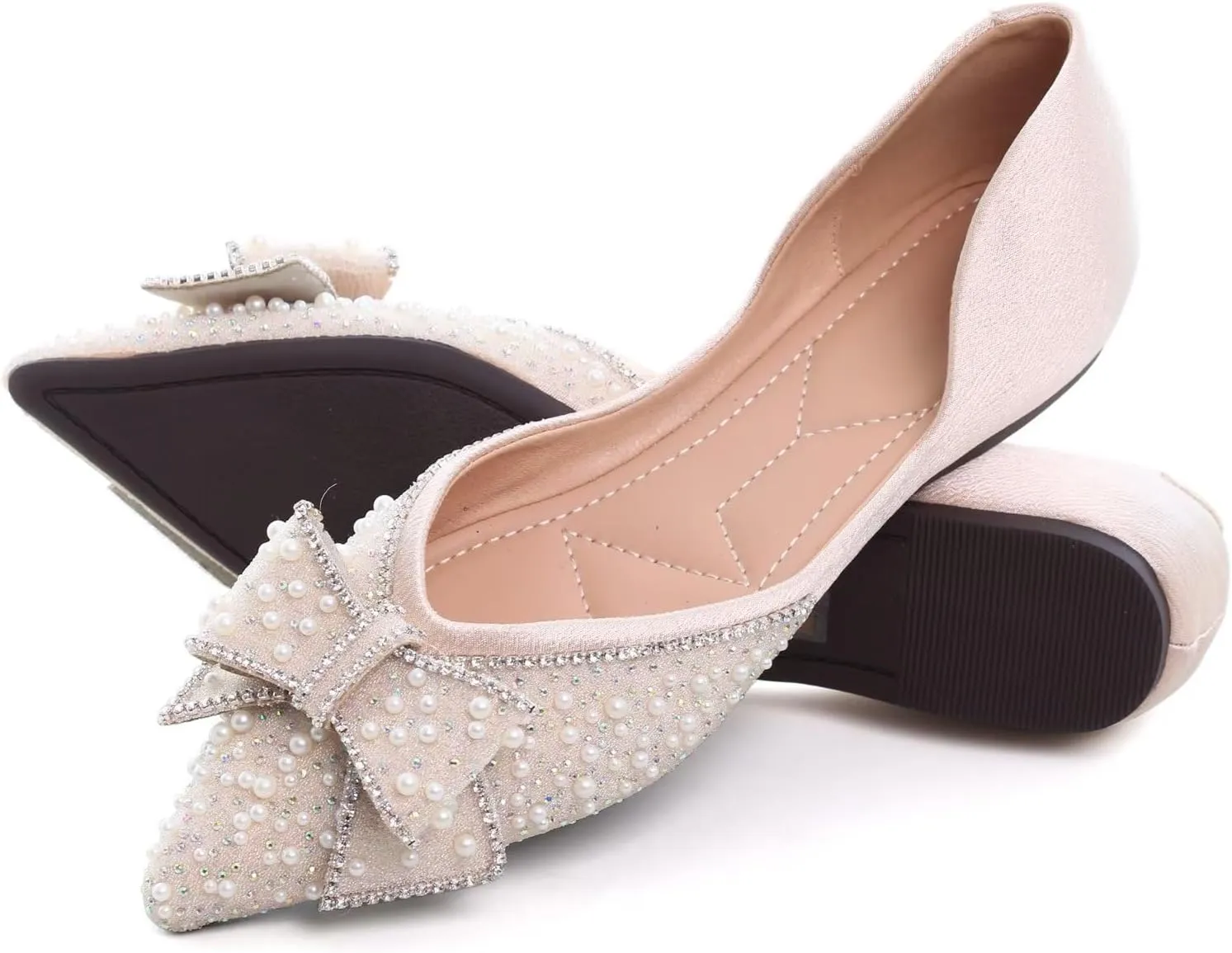 Stunner Womens Flats Comfortable Pointed Toe Flats Shoes Bowknot Breathable Dress Flats for Women