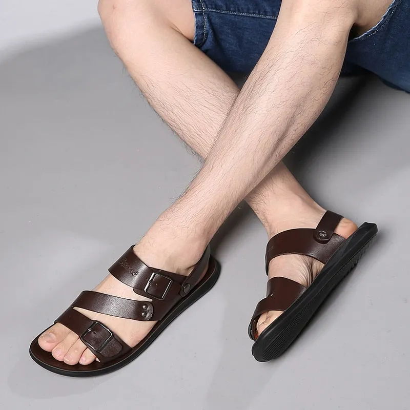 TitanTread™ - Men's Casual Slip-On Leather Sandals