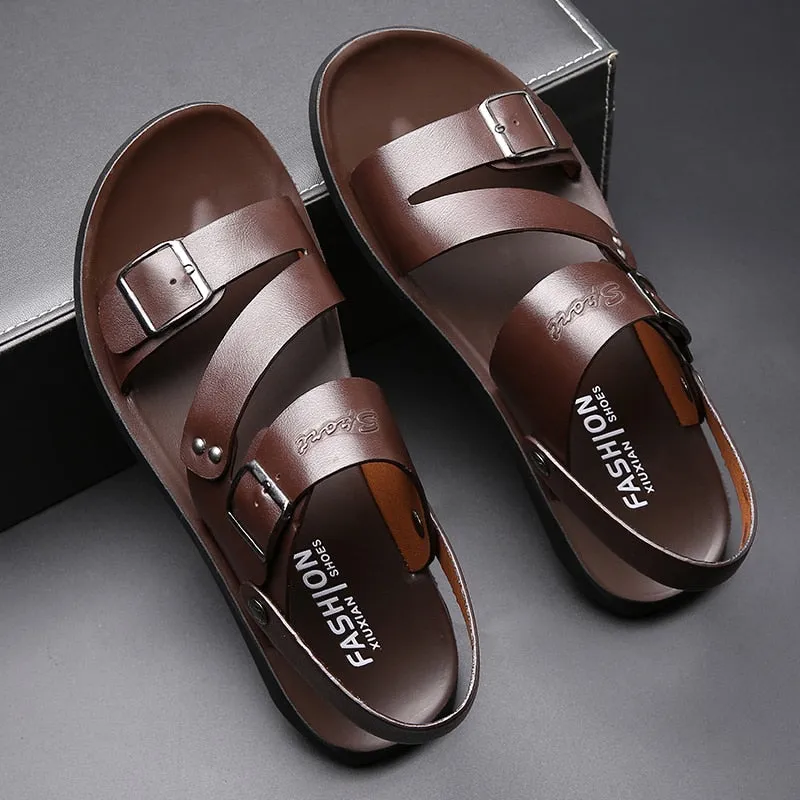TitanTread™ - Men's Casual Slip-On Leather Sandals