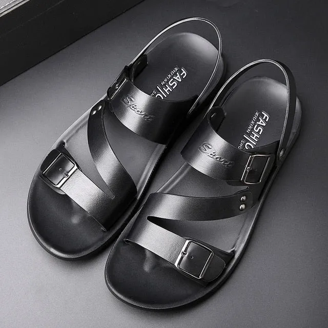 TitanTread™ - Men's Casual Slip-On Leather Sandals