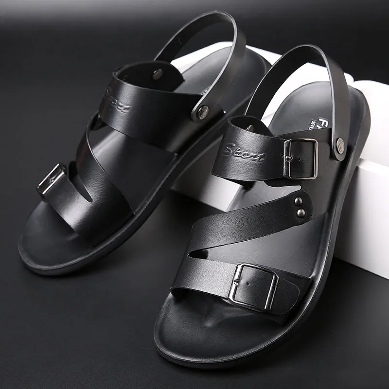 TitanTread™ - Men's Casual Slip-On Leather Sandals