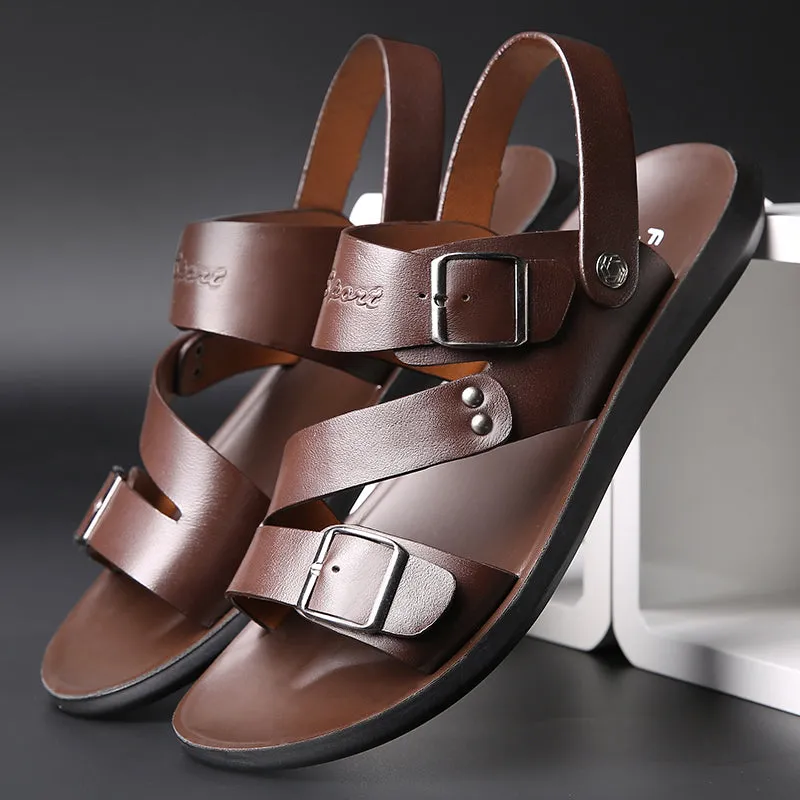 TitanTread™ - Men's Casual Slip-On Leather Sandals