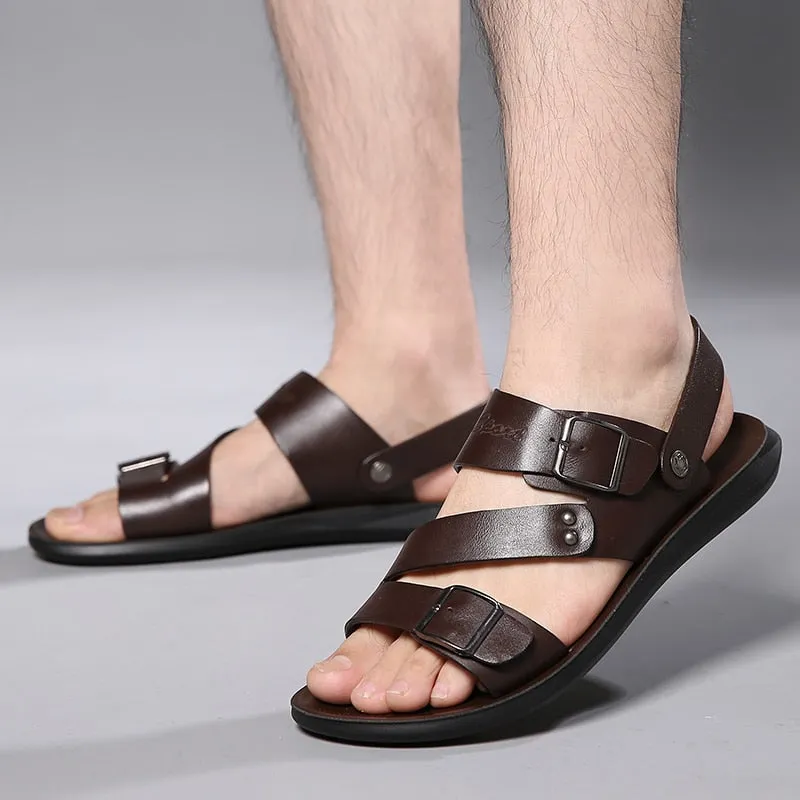 TitanTread™ - Men's Casual Slip-On Leather Sandals