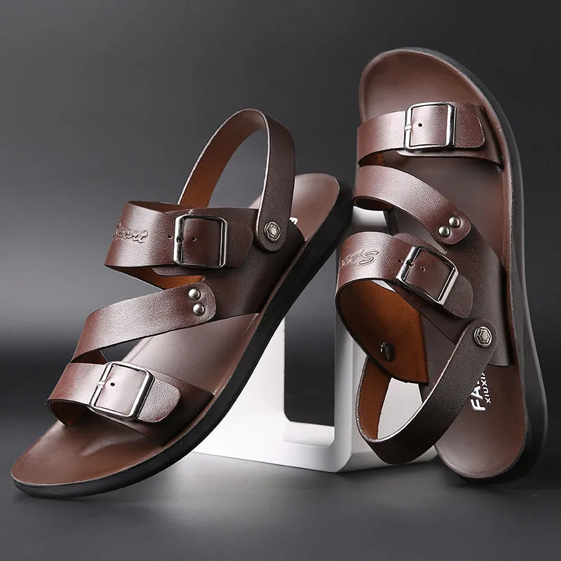 TitanTread™ - Men's Casual Slip-On Leather Sandals