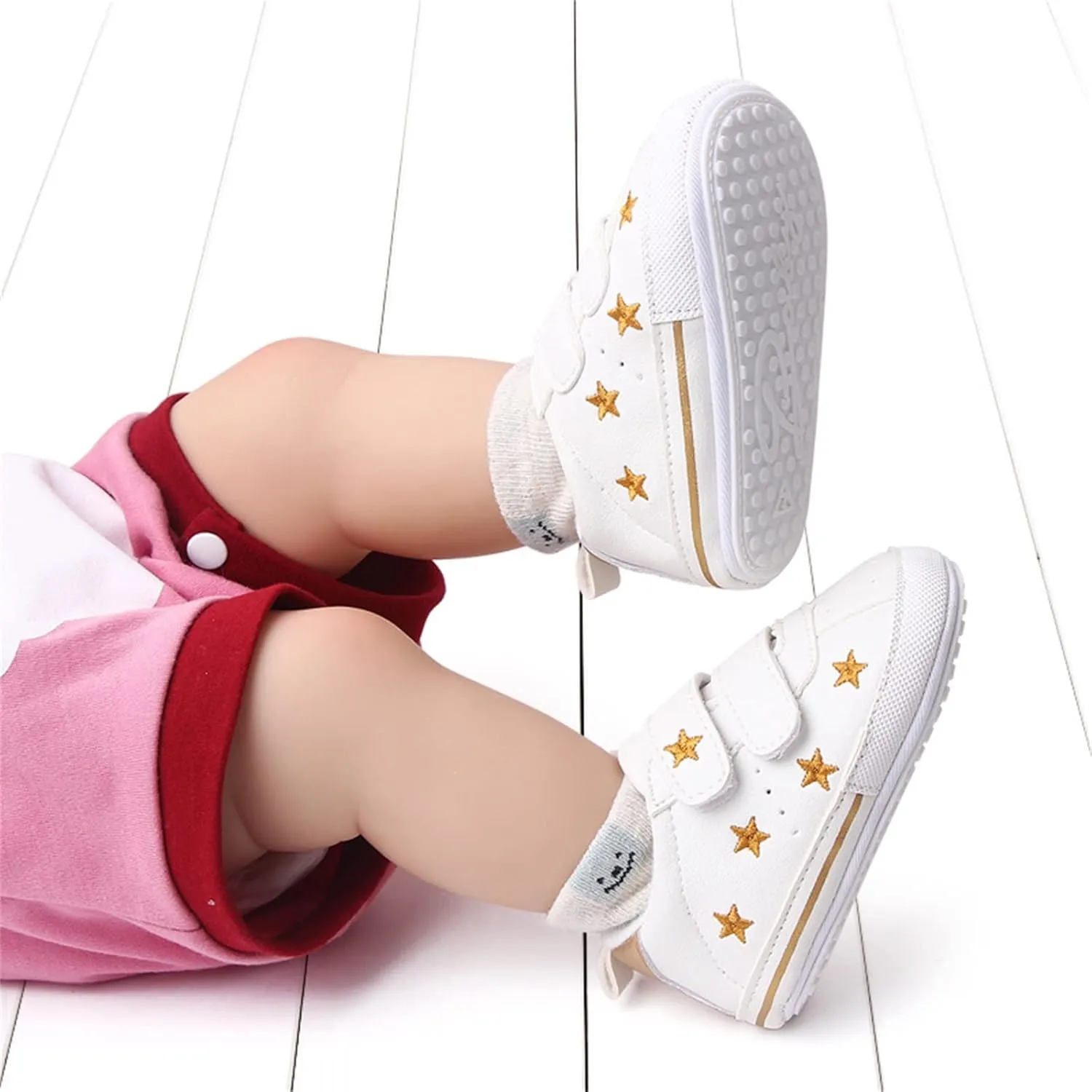 Toddler Boys Girls Flat Bottom Sports Shoes Lightweight Comfortable Double Strap Casual Sneakers for Indoor Outdoor