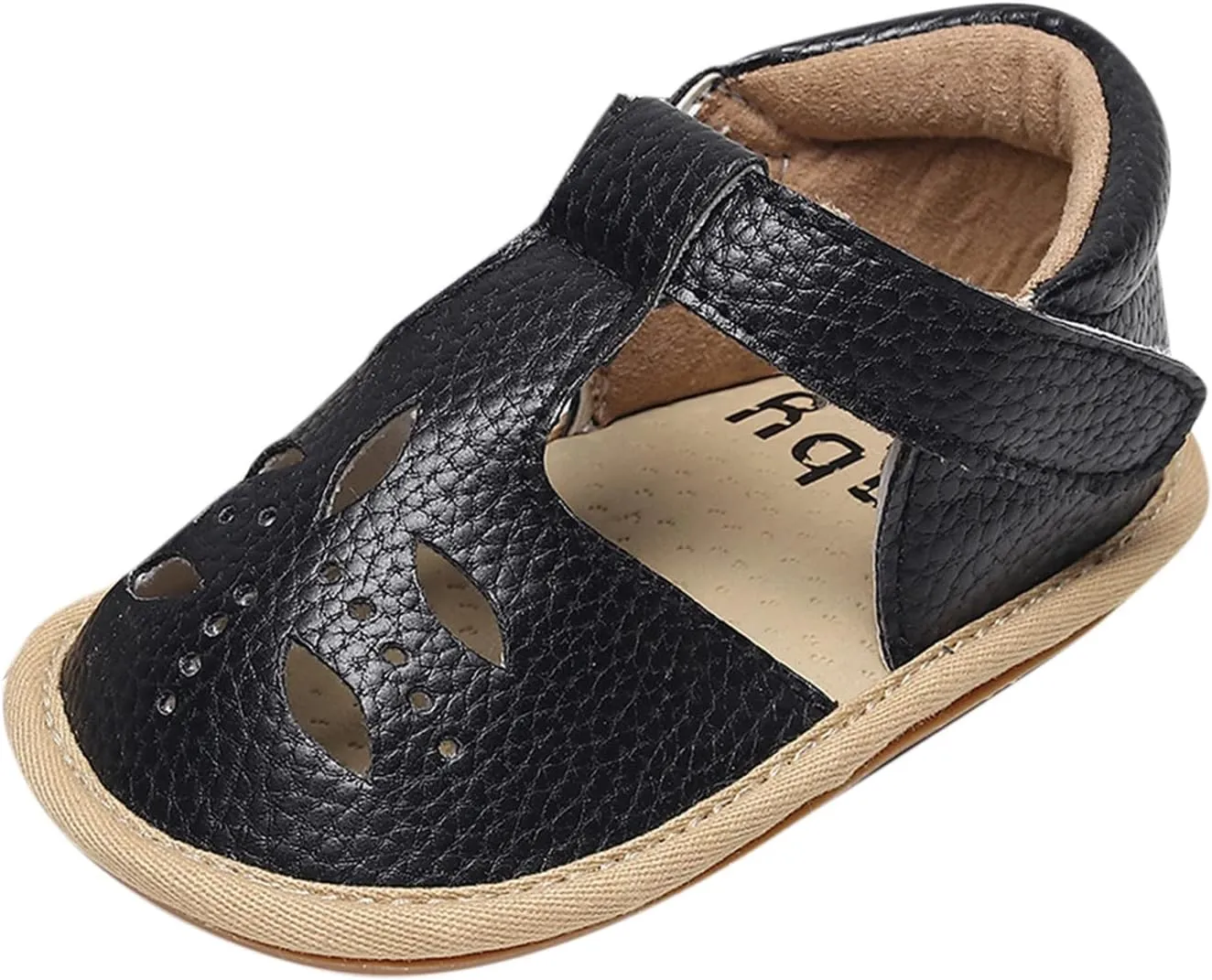 Toddler Cotton Leather Wide Sandals Flat Trendy Summer Shoes Baby Boys Girls Ankle Closed Toe Slip On Sandals Light