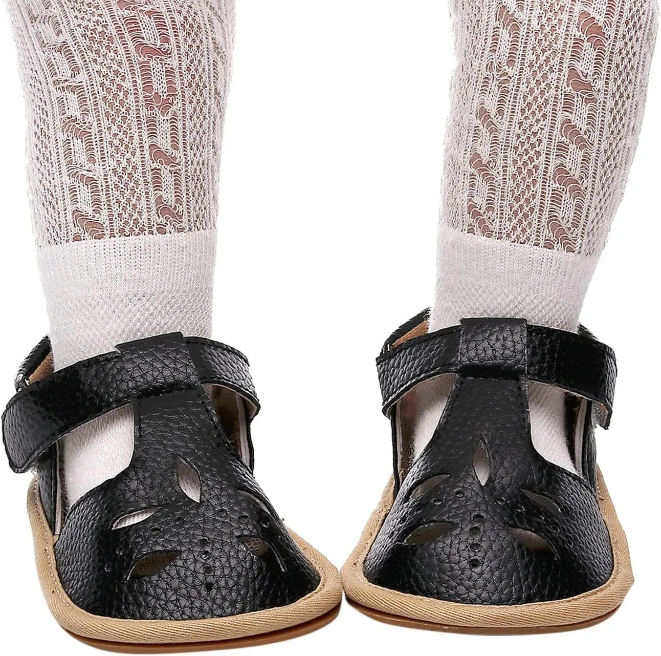 Toddler Cotton Leather Wide Sandals Flat Trendy Summer Shoes Baby Boys Girls Ankle Closed Toe Slip On Sandals Light