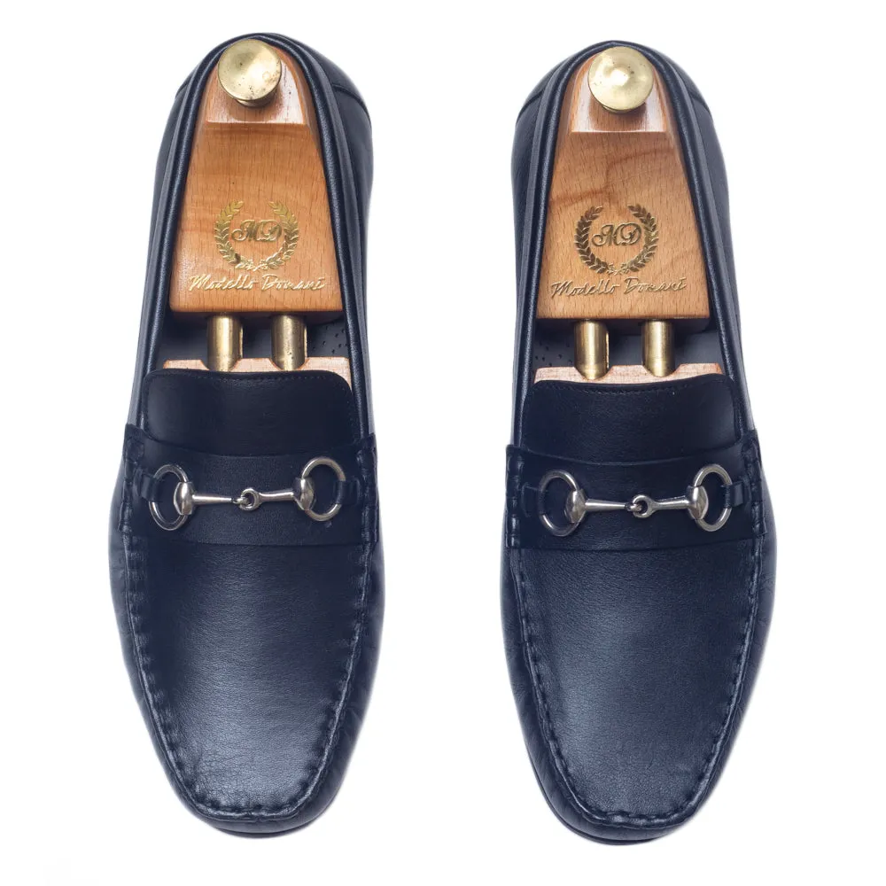 Tuscany Buckle Leather Loafers (Black)