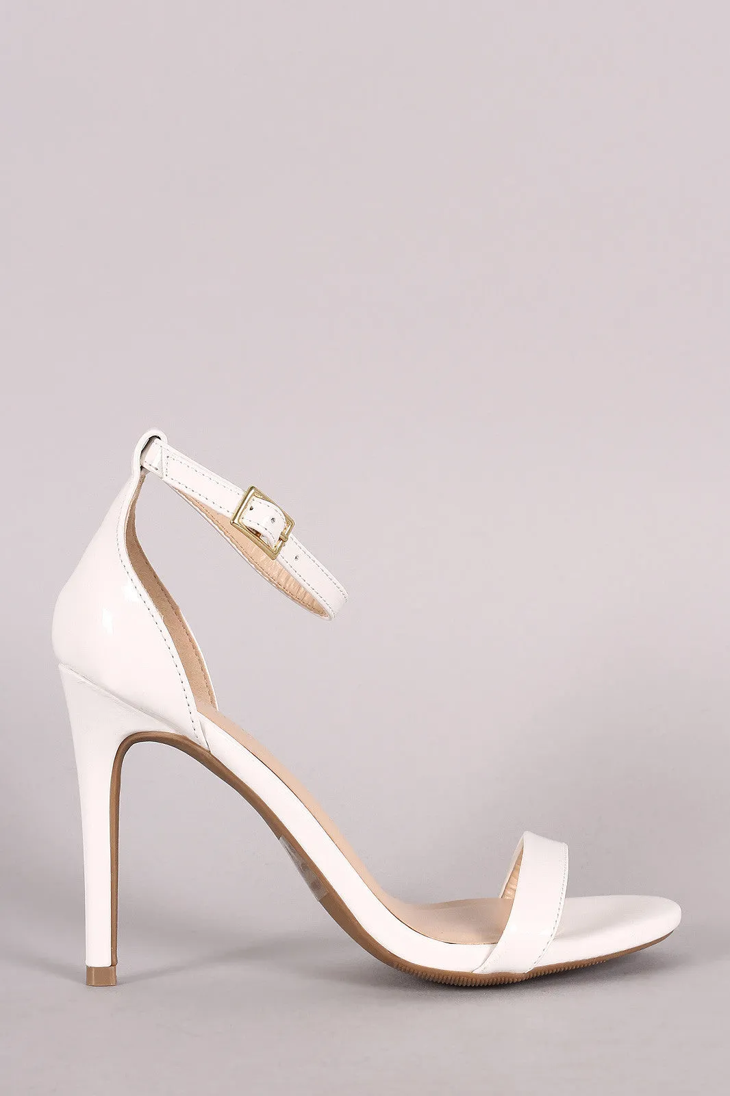 Wild Diva Lounge Patent Ankle Strap Open Toe Heel