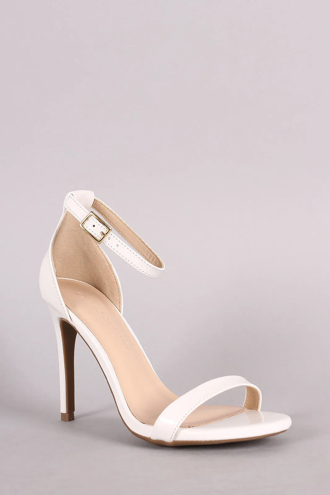 Wild Diva Lounge Patent Ankle Strap Open Toe Heel