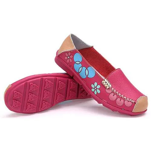 Women Flats Shoes Comfortable Breathable Slip On Flower Floral Flat Loafers Shoes