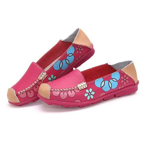 Women Flats Shoes Comfortable Breathable Slip On Flower Floral Flat Loafers Shoes