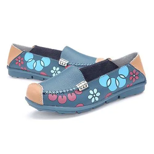 Women Flats Shoes Comfortable Breathable Slip On Flower Floral Flat Loafers Shoes